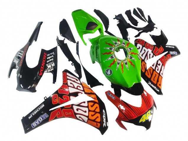 Carenado Moto Honda CBR1000RR 2008-2011 - Verde Naranja Negro Brillante Rossi Michelin 46