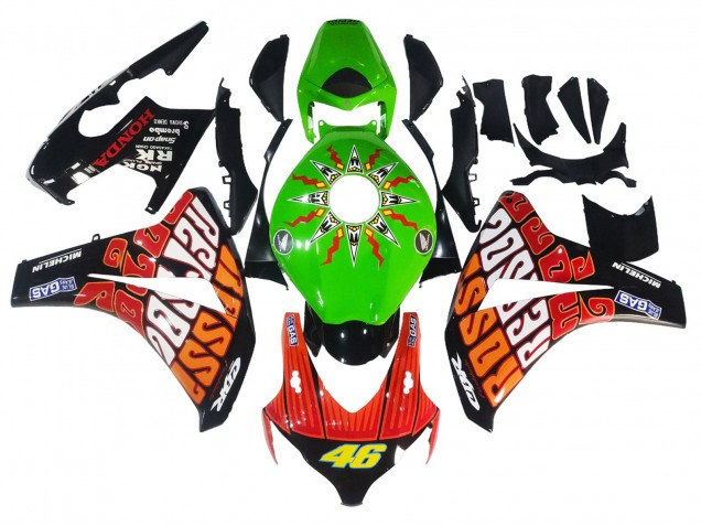 Carenado Moto Honda CBR1000RR 2008-2011 - Verde Naranja Negro Brillante Rossi Michelin 46