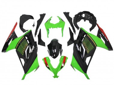 Carenado Moto Kawasaki Ninja 300 EX300R 2013-2024 - Verde Rojo Negro Honeycomb