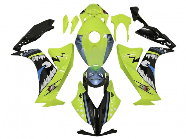 Carenado Moto Honda CBR1000RR 2012-2016 - Verde Claro Azul Negro Brillante Tiburón