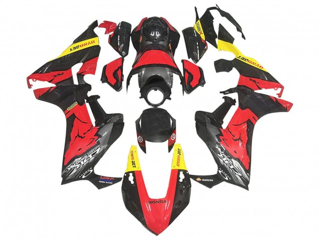 Carenado Moto Honda CBR1000RR 2017-2023 - Rojo Amarillo Negro FibraCarbono