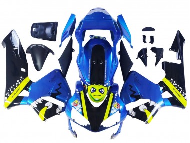 Carenado Moto Honda CBR600RR 2003-2004 - Azul Neon Amarillo Negro Brillante Tiburón