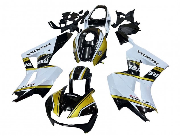 Carenado Moto Honda CBR600RR 2013-2023 - Blanco Oro Negro Brillante Repsol