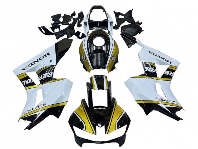 Carenado Moto Honda CBR600RR 2013-2023 - Blanco Oro Negro Brillante Repsol
