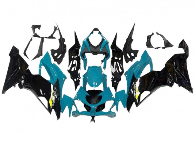Carenado Moto Kawasaki ZX6R 2009-2012 - Azul Claro Negro Brillante Amarillo