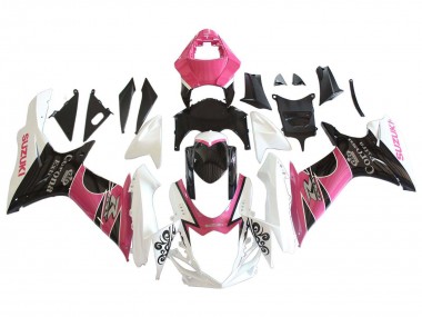 Carenado Moto Suzuki GSXR 600 / GSXR 750 2011-2024 - Blanco Rosa Negro Corona