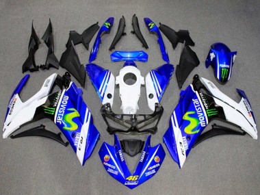 Carenado Moto Yamaha YZF R3/R25 2015-2018 - Blanco Azul Verde MoviStar Monstruo