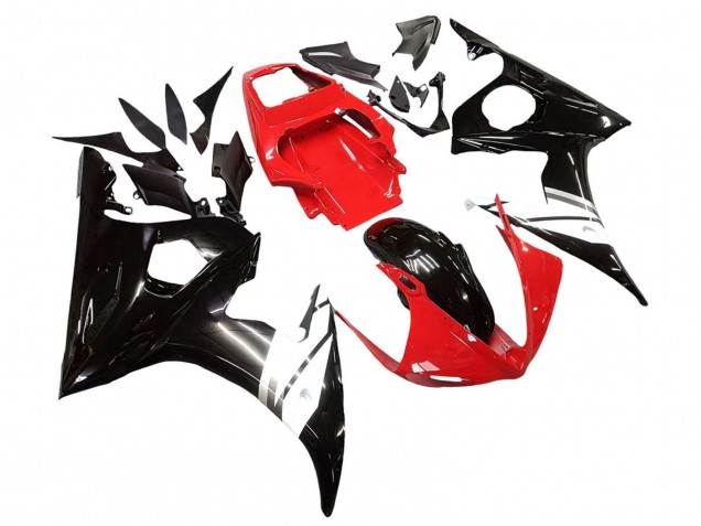 Carenado Moto Yamaha YZF R6S 2006-2009 - Rojo Blanco Negro Brillante