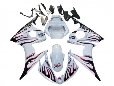 Carenado Moto Yamaha YZF R6S 2006-2009 - Blanco Dark Negro Llama