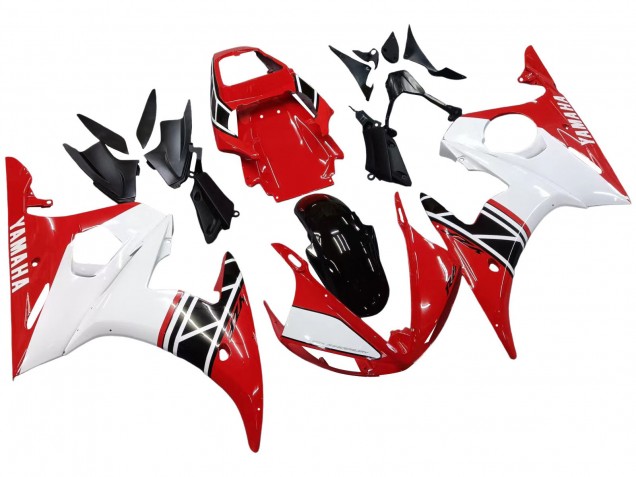 Carenados Moto Yamaha YZF R6S 2006-2009 - Blanco Rojo Negro Brillante