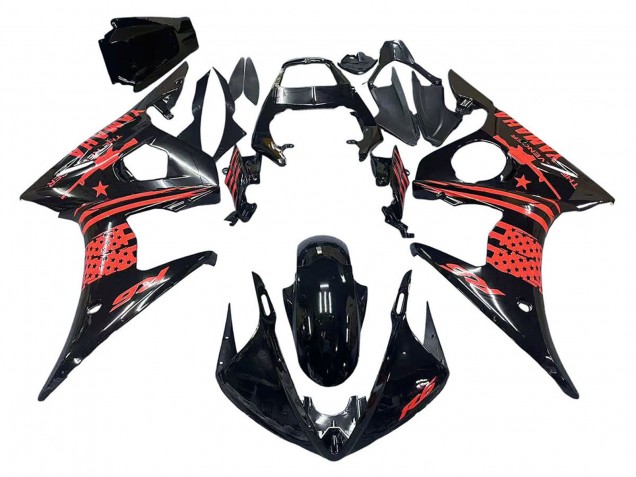 Carenados Moto Yamaha YZF R6S 2006-2009 - Negro Brillante Rojo