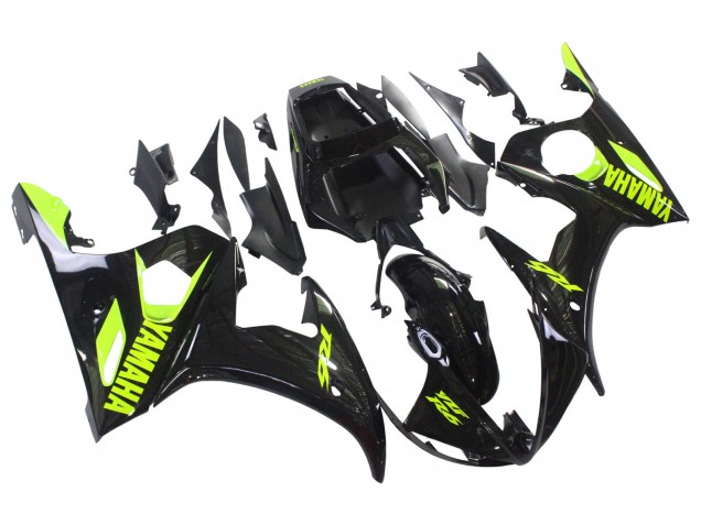 Carenado Moto Yamaha YZF R6S 2006-2009 - Negro Brillante Neon Amarillo