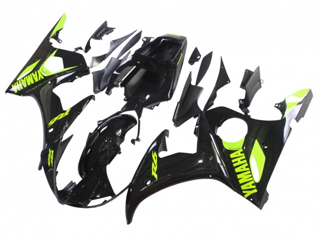 Carenado Moto Yamaha YZF R6S 2006-2009 - Negro Brillante Neon Amarillo