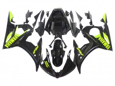 Carenado Moto Yamaha YZF R6S 2006-2009 - Negro Brillante Neon Amarillo