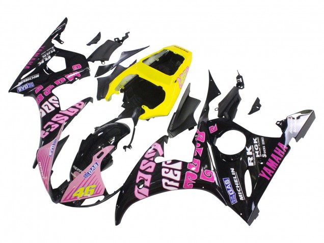 Carenado Moto Yamaha YZF R6S 2006-2009 - Amarillo Rosa Negro Brillante Rossi Repsol 46