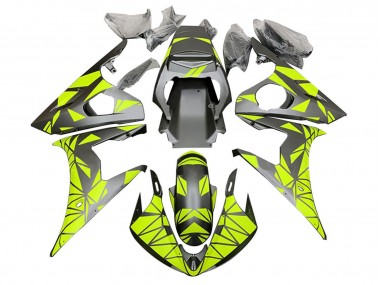 Carenado Moto Yamaha YZF R6S 2006-2009 - Neon Verde Negro Mate Geométrico