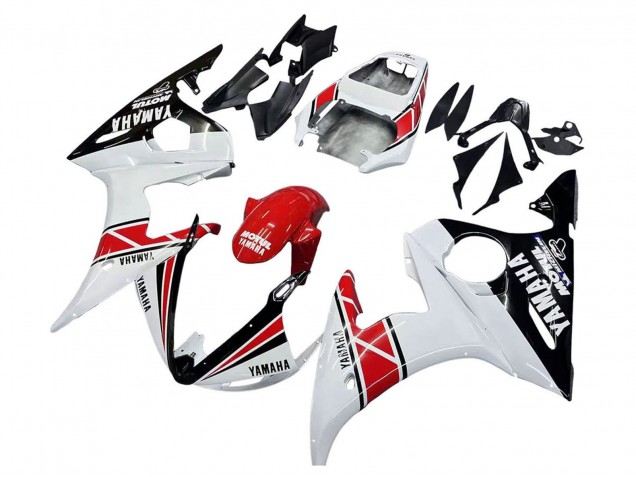 Carenado Moto Yamaha YZF R6S 2006-2009 - Blanco Rojo Negro Brillante Motul