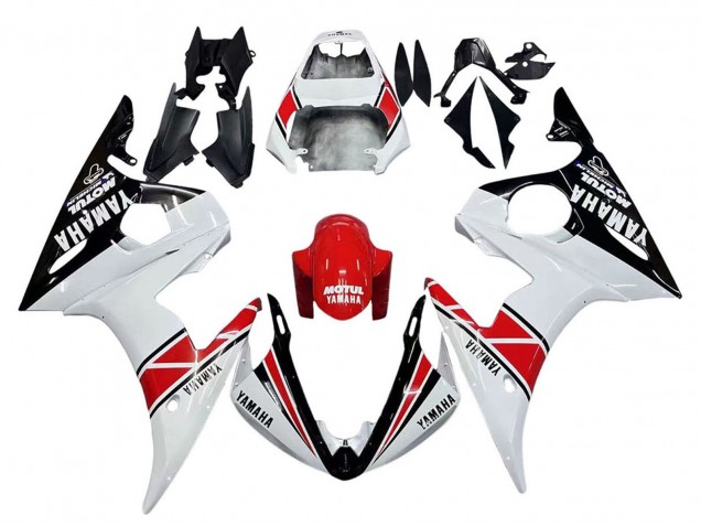 Carenado Moto Yamaha YZF R6S 2006-2009 - Blanco Rojo Negro Brillante Motul
