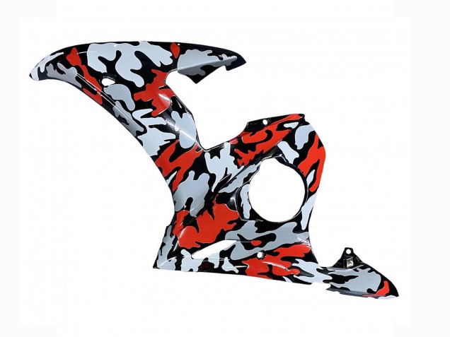 Carenado Moto Yamaha YZF R6S 2006-2009 - Negro Rojo Gris Camouflage