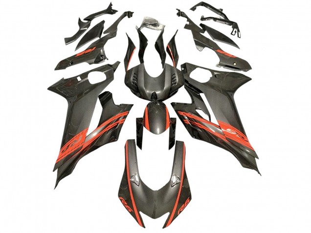 Carenado Moto Yamaha YZF 600 R6 2017-2023 - Rojo Negro FibraCarbono Estilo