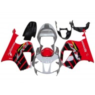 Carenado Moto Honda VTR1000 2000-2006 - Plata Rojo Negro Raya Carrera