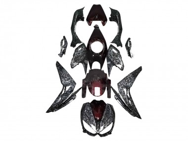 Carenado Moto Kawasaki Z1000 2014-2019 - Negro Rojo Falsificado FibraCarbono