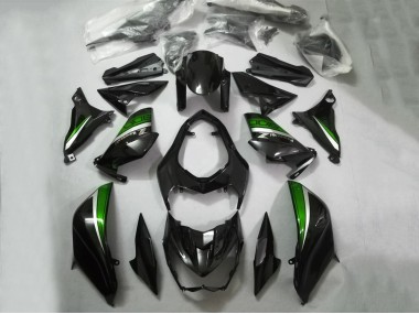 Carenado Moto Kawasaki Z800 2013-2018 - Negro Brillante Verde Plata