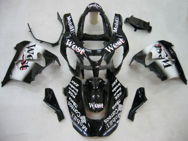 Carenado Moto Kawasaki ZX9R 2000-2001 - Negro Brillante Blanco West