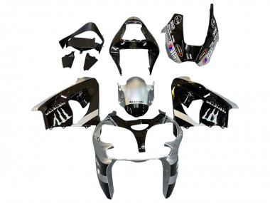 Carenado Moto Kawasaki ZX9R 2002-2003 - Plata Negro Brillante Monstruo Elf