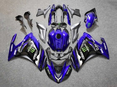 Carenado Moto Yamaha YZF R3/R25 2015-2018 - Azul Plata Negro Monstruo