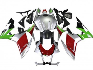 Carenado Moto Aprilia RSV4 1000 2009-2015 - Plata Negro Rojo Verde