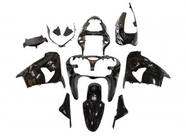 Carenado Moto Kawasaki ZX9R 2000-2001 - Negro Brillante Blanco Calcomanía