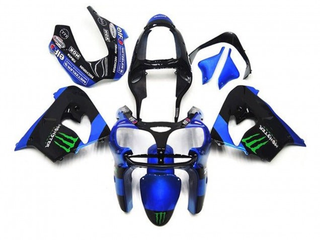 Carenado Moto Kawasaki ZX9R 2002-2003 - Azul Negro Verde Monstruo