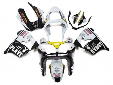Carenado Moto Kawasaki ZX9R 2002-2003 - Blanco Negro Amarillo Playboy