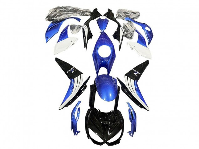 Carenado Moto Kawasaki Z1000 2014-2019 - Azul Blanco Negro Brillante