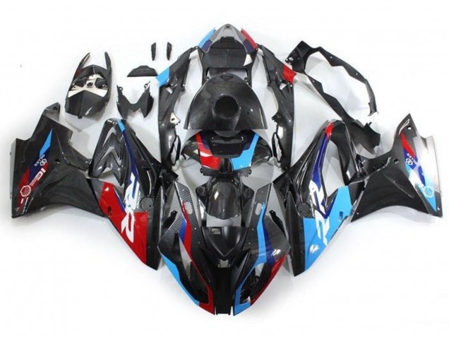 Carenado Moto BMW S1000RR 2017-2018 - Azul Rojo Falso FibraCarbono