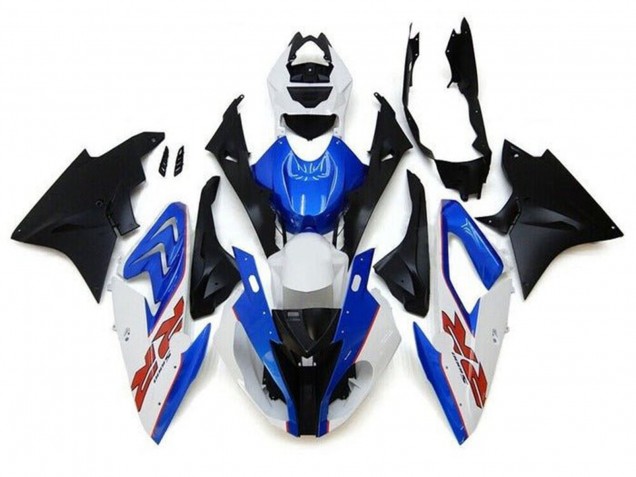 Carenado Moto BMW S1000RR 2017-2018 - Blanco Azul Negro Mate Pinstripe RR