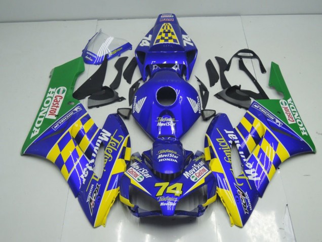Carenado Moto Honda CBR1000RR 2004-2005 - Azul Amarillo Verde MoviStar