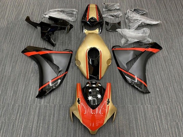 Carenado Moto Honda CBR1000RR 2008-2011 - Oro Rojo Negro Mate Estrella