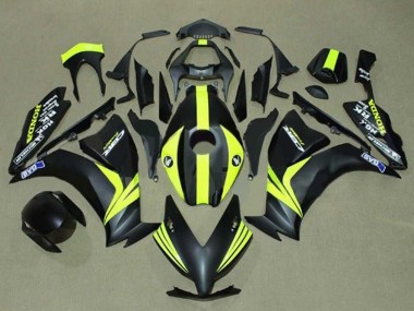 Carenado Moto Honda CBR1000RR 2012-2016 - Negro Mate Amarillo Raya