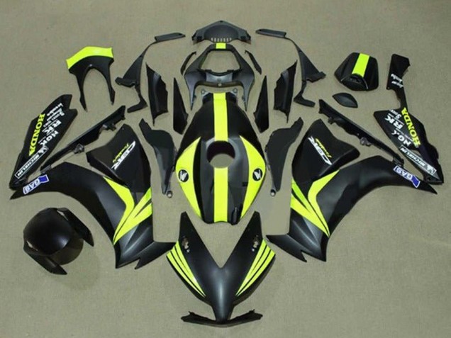 Carenado Moto Honda CBR1000RR 2012-2016 - Negro Mate Amarillo Raya