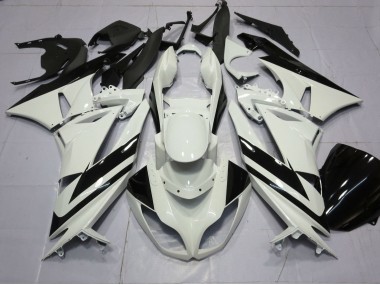 Carenado Moto Kawasaki ZX6R 2009-2012 - Blanco Negro Brillante Raya