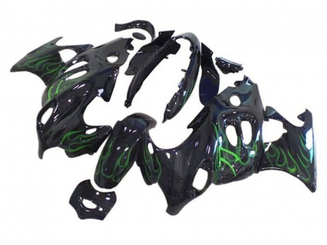 Carenado Moto Suzuki GSX600F/GSX750F 2004-2006 - Negro Brillante Verde Llama