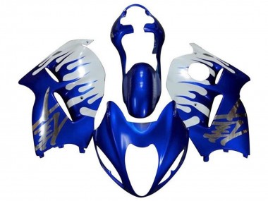 Carenado Moto Suzuki GSXR 1300 Hayabusa 1996-2007 - Blanco Azul Chrome Llama