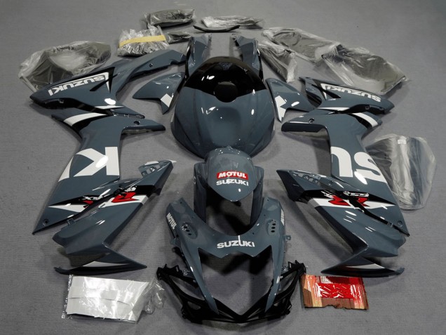 Carenado Moto Suzuki GSXR 600 / GSXR 750 2011-2024 - Nardo Gris Oscuro Blanco Negro Rojo Motul