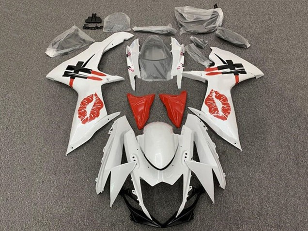 Carenado Moto Suzuki GSXR 600 / GSXR 750 2011-2024 - Blanco Rojo Lipstick Kiss