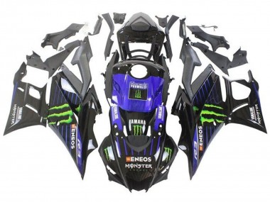 Carenado Moto Yamaha YZF R3/R25 2019-2021 - Azul Negro Brillante Verde ENEOS Monstruo