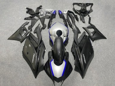 Carenado Moto Yamaha YZF R3/R25 2019-2021 - Negro FibraCarbono Estilo Plata Azul