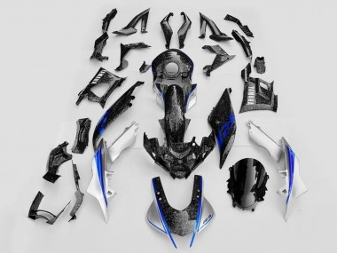 Carenado Moto Yamaha YZF R3/R25 2019-2021 - Blanco Azul Negro Falsificado FibraCarbono Estilo