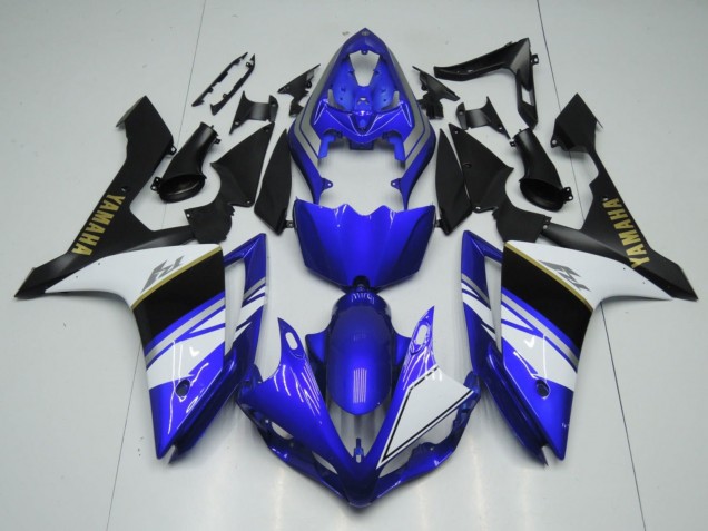 Carenado Moto Yamaha YZF 1000 R1 2007-2008 - Azul Blanco Negro Oro Calcomanía